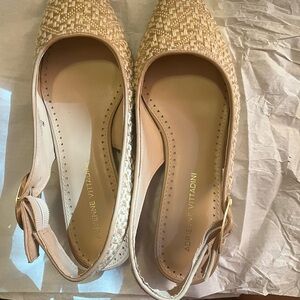 Adrienne Vittadini Cream Woven Sandals